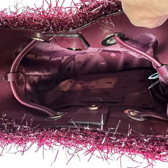 Kate Spade Like TINSEL Burgundy Small Bucket Handbag - Picture 8 of 11